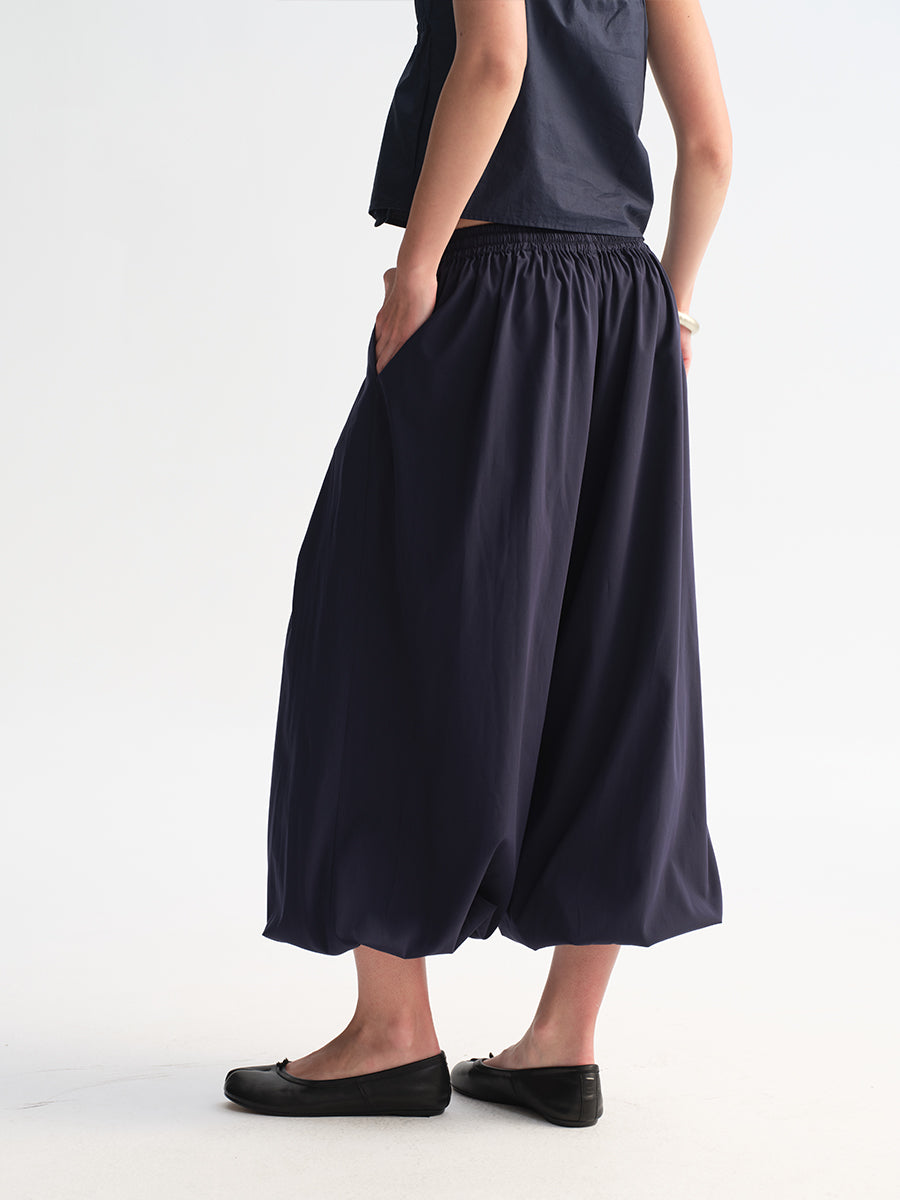Hughum Cottony Drawstring Lantern Pants
