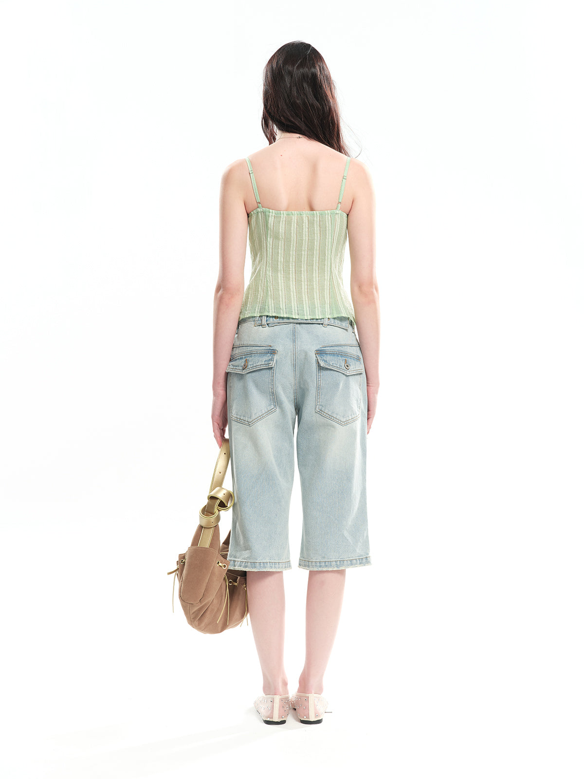 Dotyears Striped Slim-fit Cardigan & Camisole Set