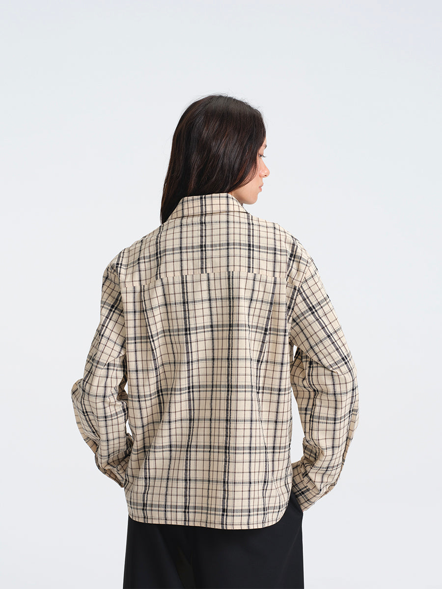 Hughum Khaki Check Cotton Shirt