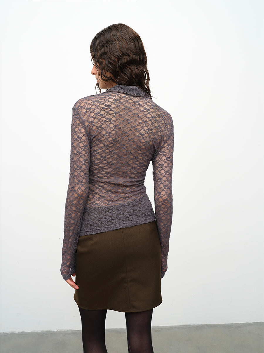 Dotyears24AW Lace pullover double spliced mesh