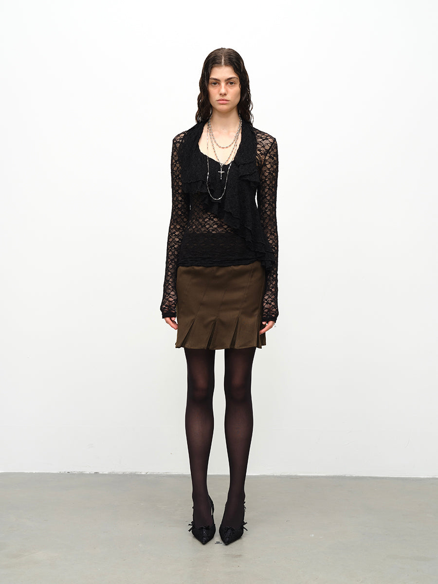 Dotyears24AW Lace pullover double spliced mesh
