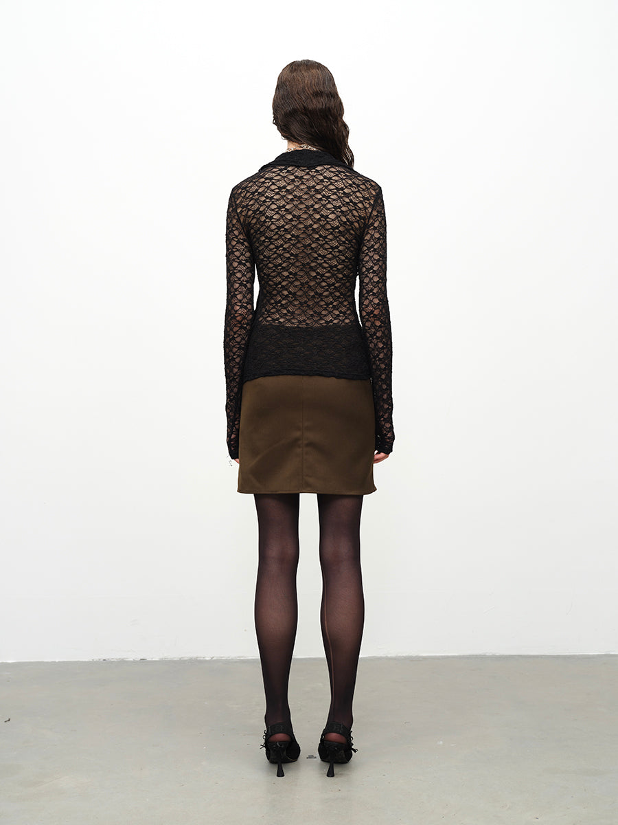 Dotyears24AW Lace pullover double spliced mesh