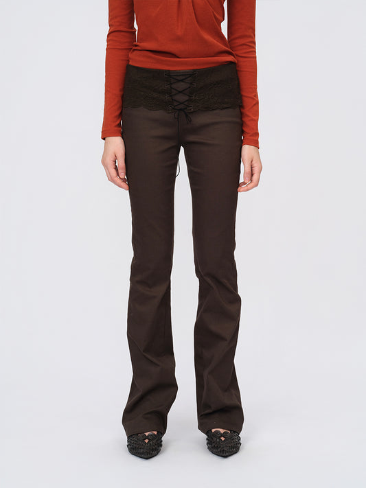 Dotyears Brown Lace Panel Pants