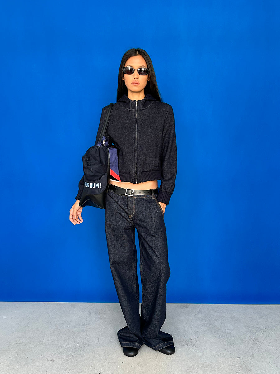 Hughum Dark blue low-rise straight-leg jeans