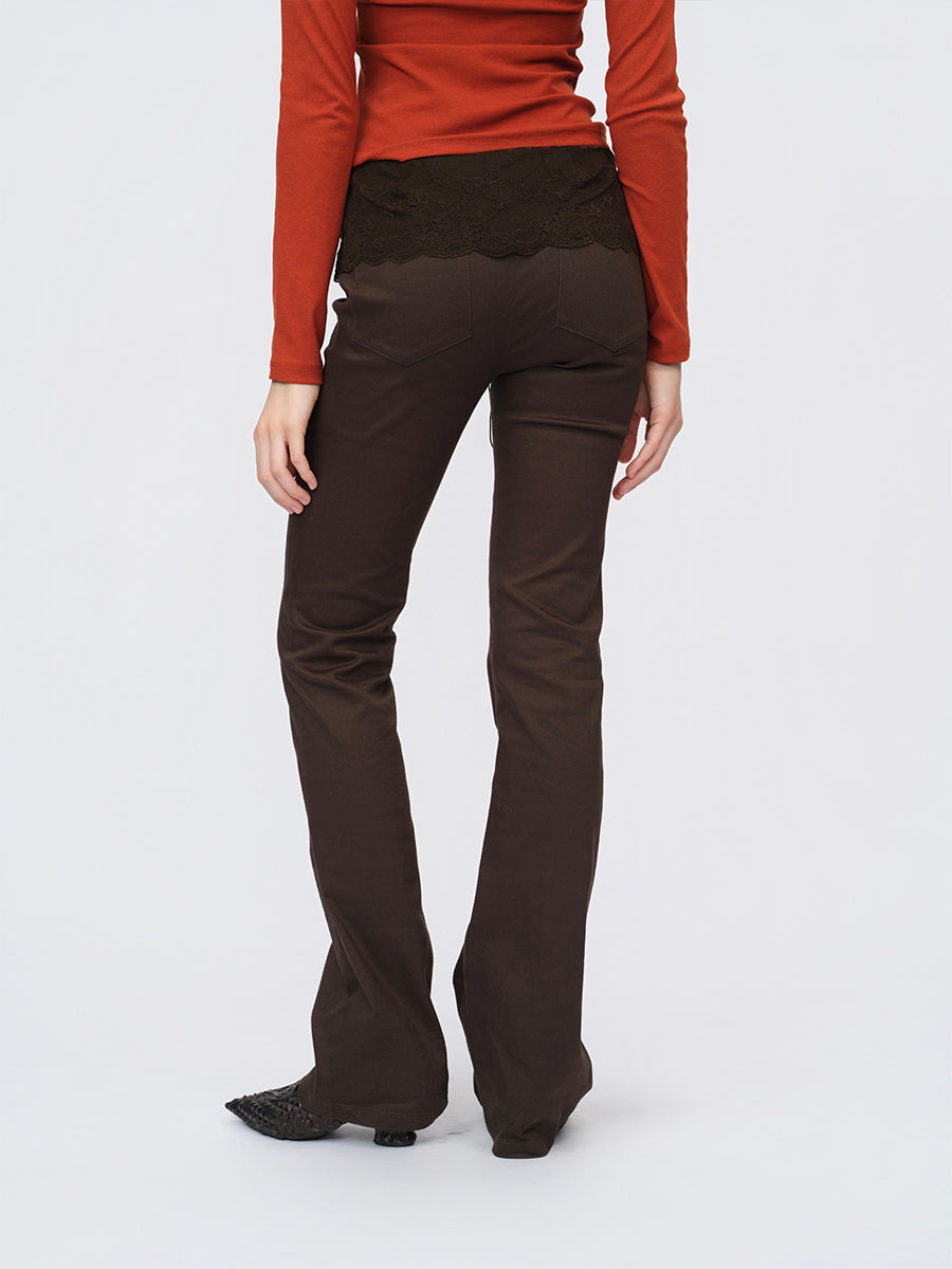 Dotyears Brown Lace Panel Pants