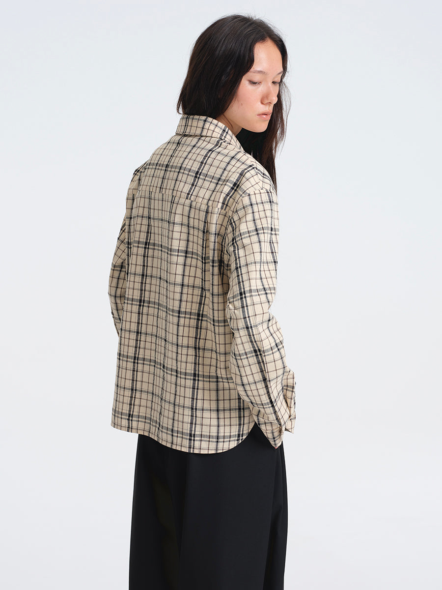 Hughum Khaki Check Cotton Shirt