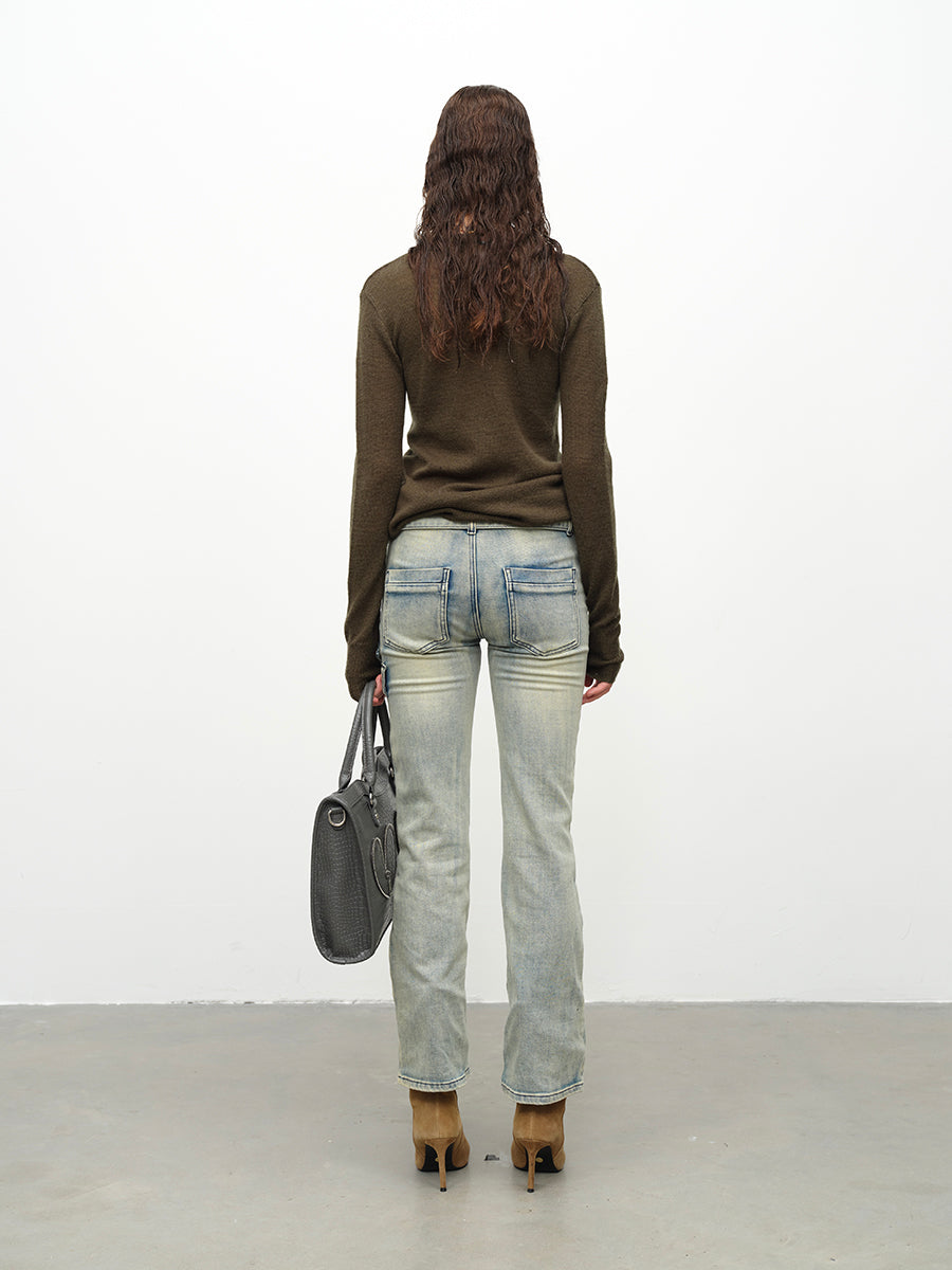 Dotyears24AW Double-belted bootcut jeans