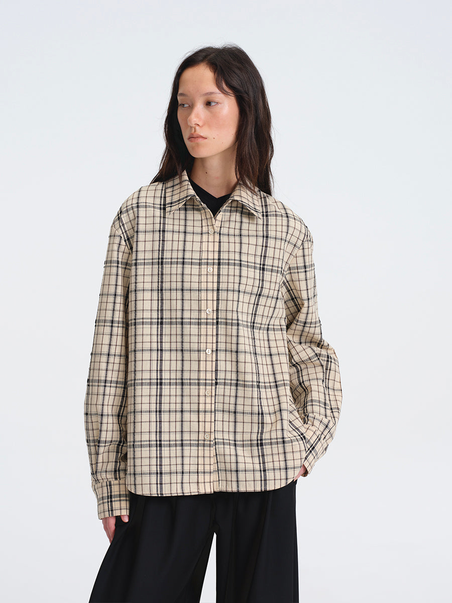 Hughum Khaki Check Cotton Shirt