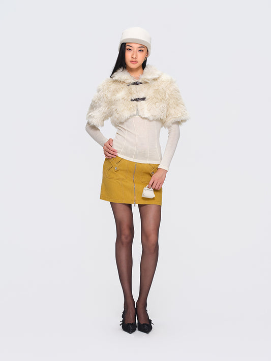 Dotyears Eco-Friendly Post-Processed Fur Shawl Coat