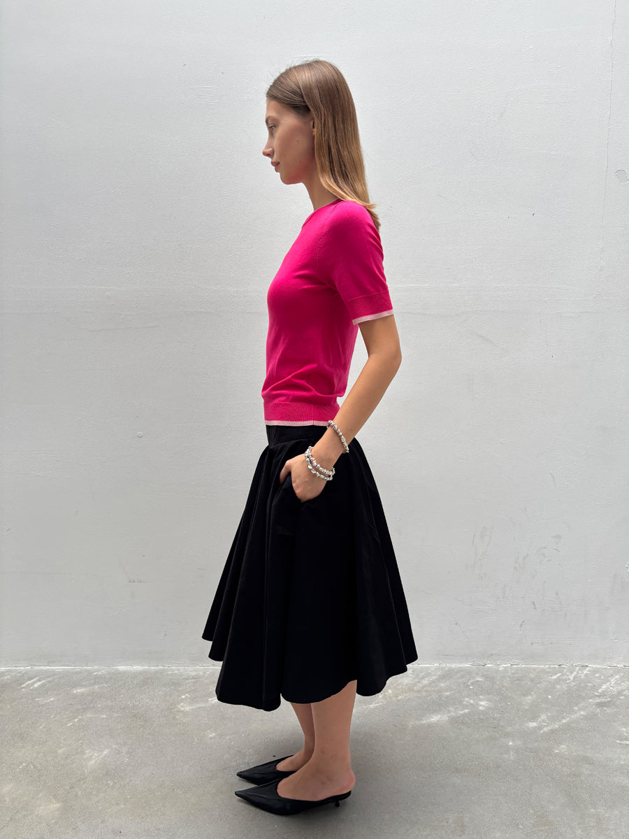 Hughum Two-tone contrast-panel Tencel knit T-shirt