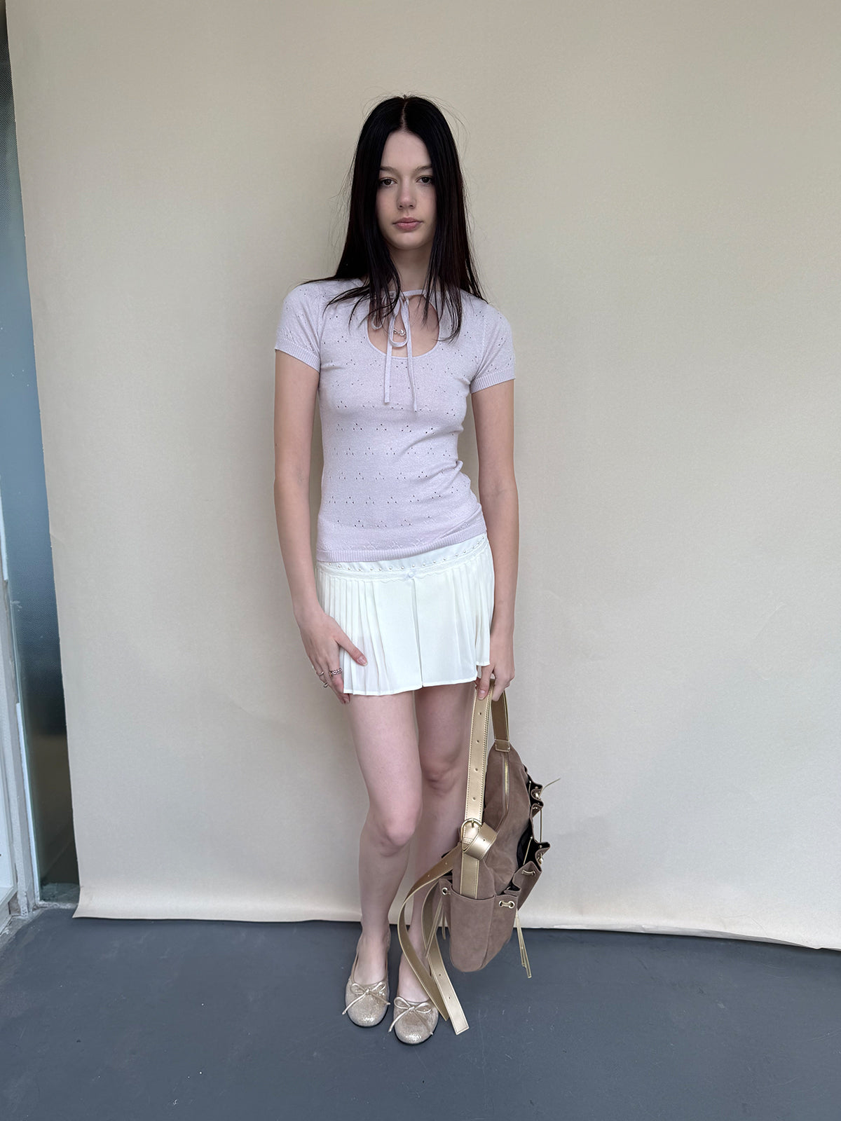 Dotyears Basic Eyelet Knit Top