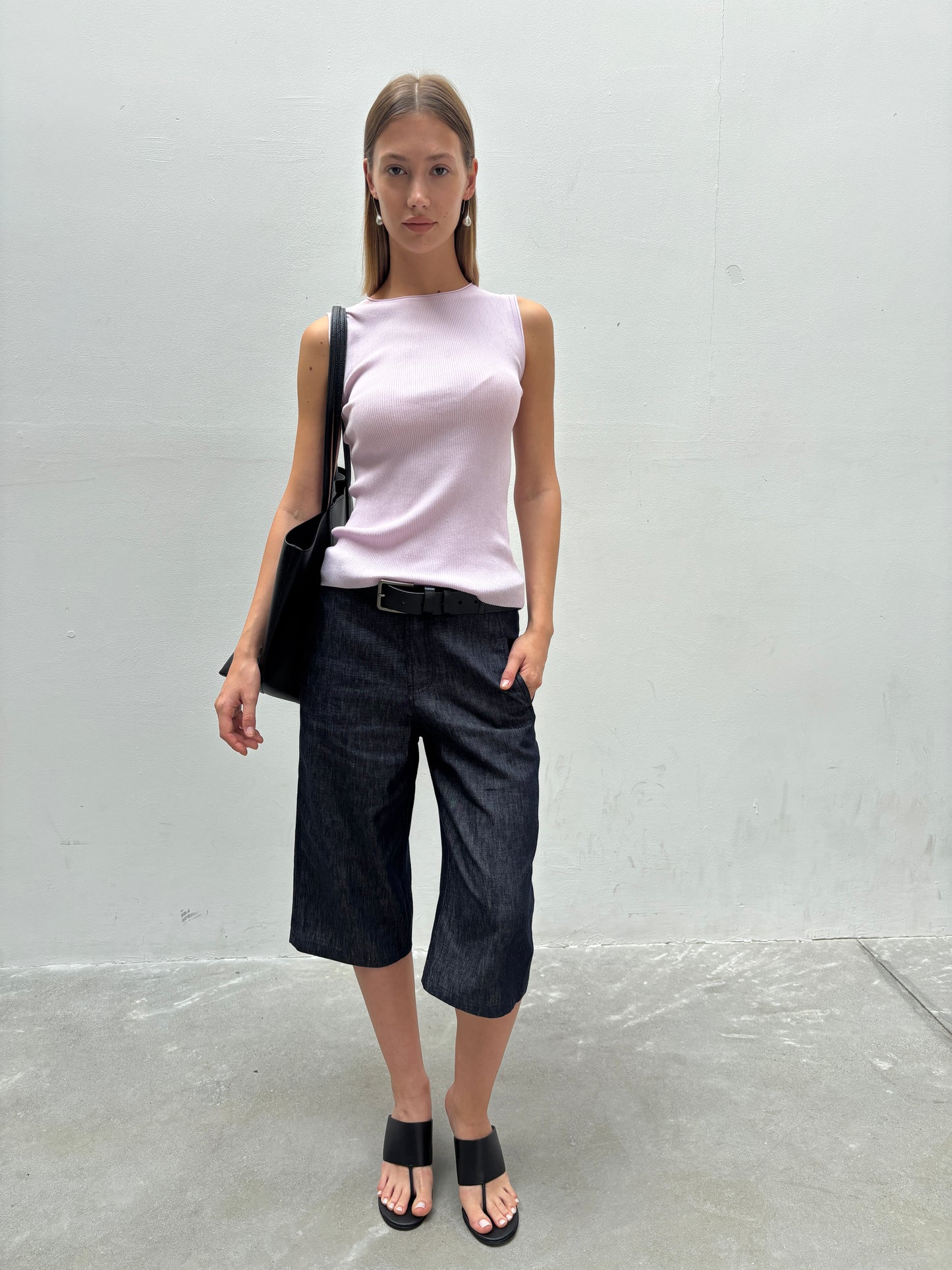 Hughum Long-staple cotton acetate silk knitted vest