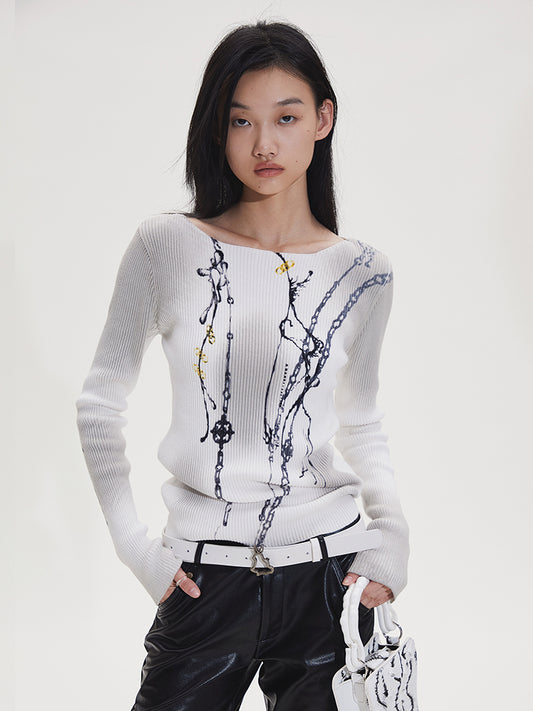 Dotyears 22aw printed sweater