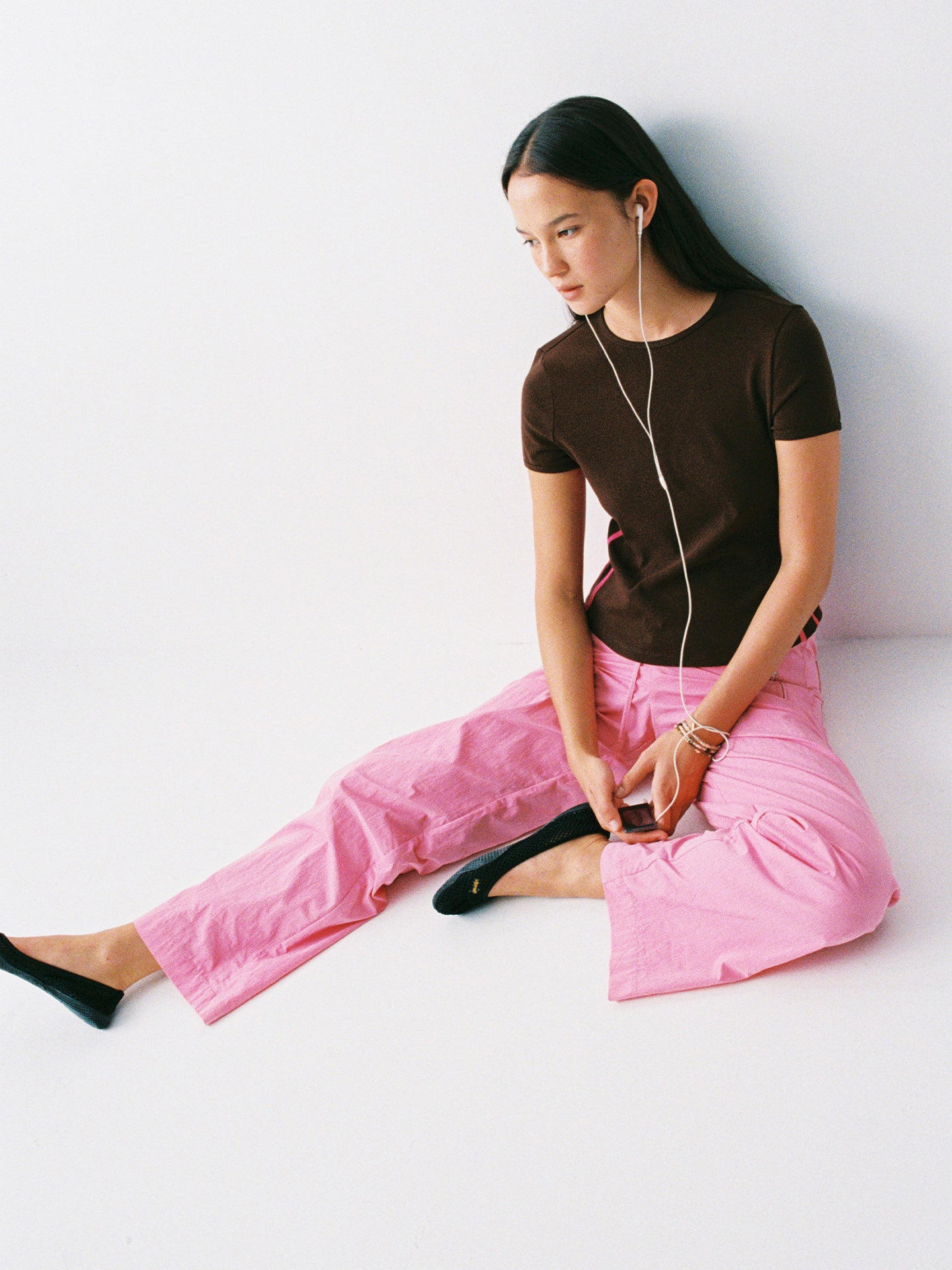 Hughum Pink Cotton-Feel Low-Rise Tie-Strap Straight Leg Pants