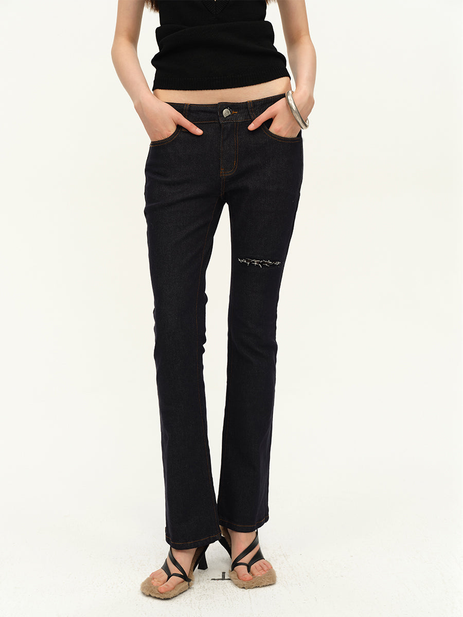 Dotyears Lace panels, trimmed cut-outs, skinny jeans