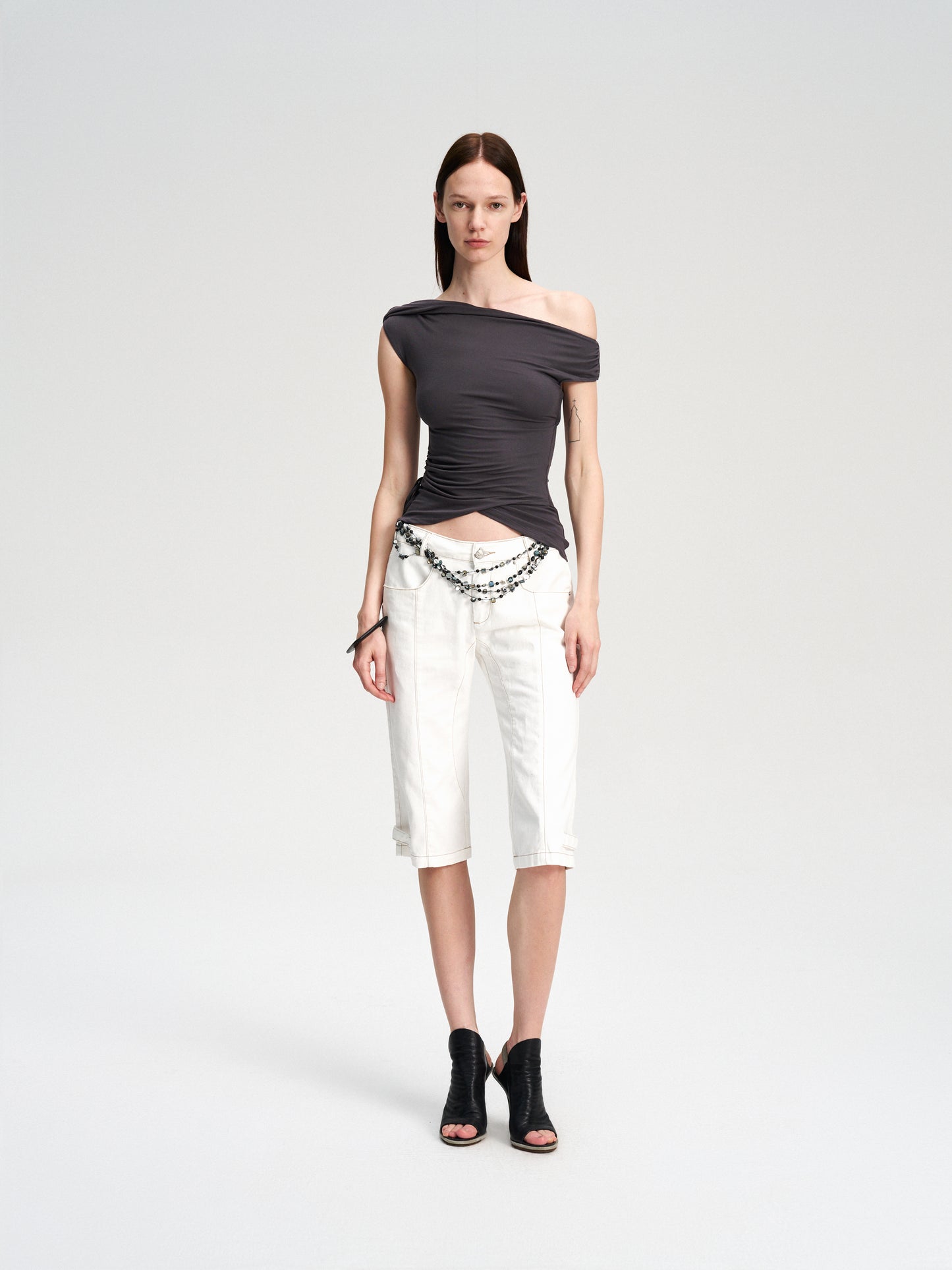 Dotyears cropped denim cropped with contrasting dividers