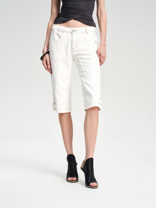 Dotyears cropped denim cropped with contrasting dividers