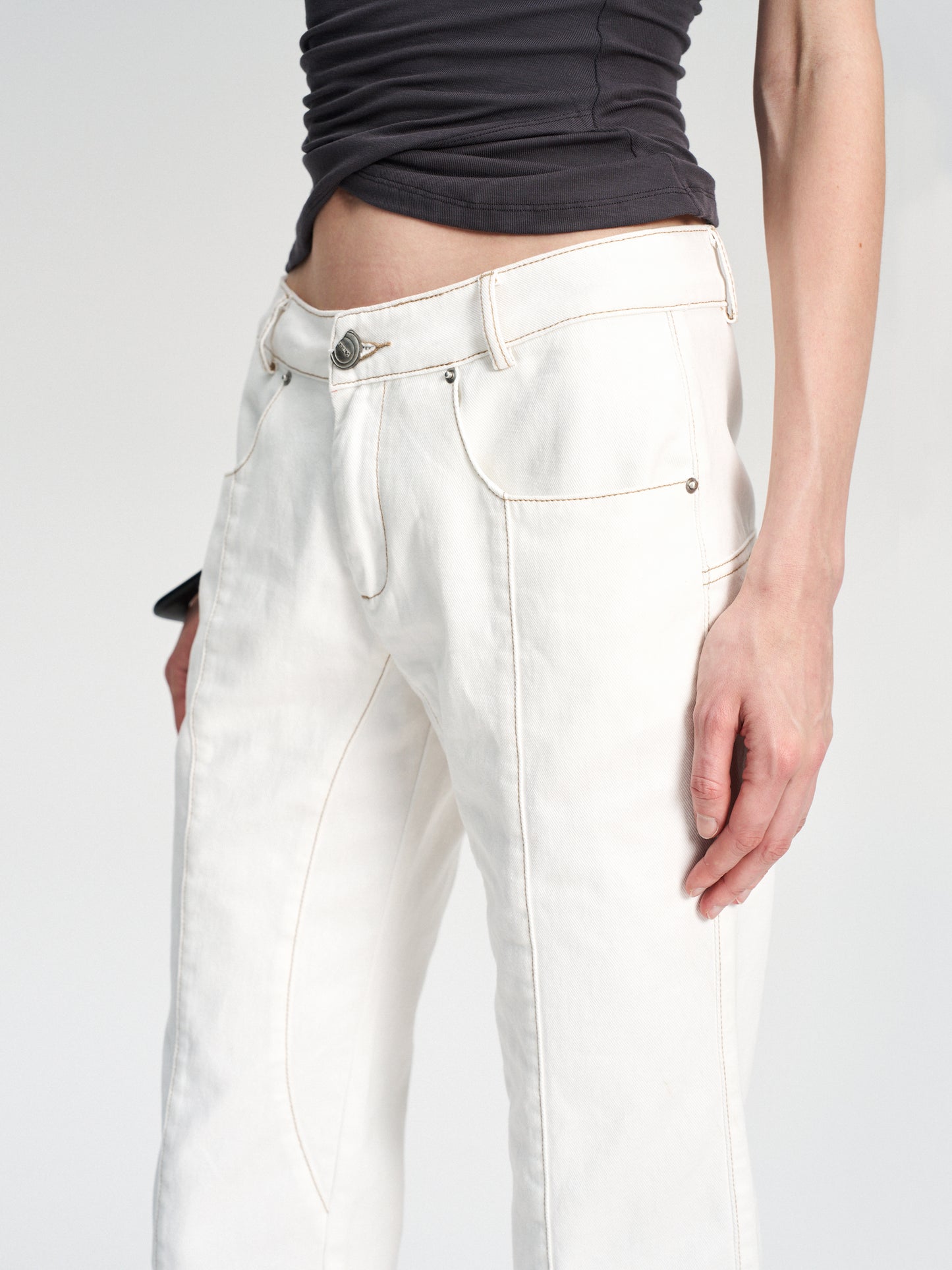 Dotyears cropped denim cropped with contrasting dividers