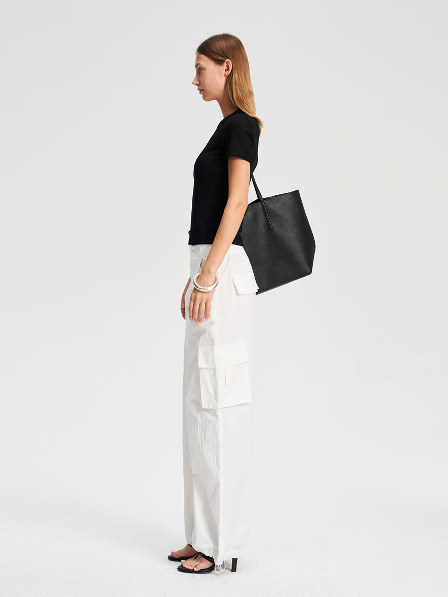 Hughum Shoulder-cinched, round-neck, slim-fit, cotton-like short-sleeved T-shirt