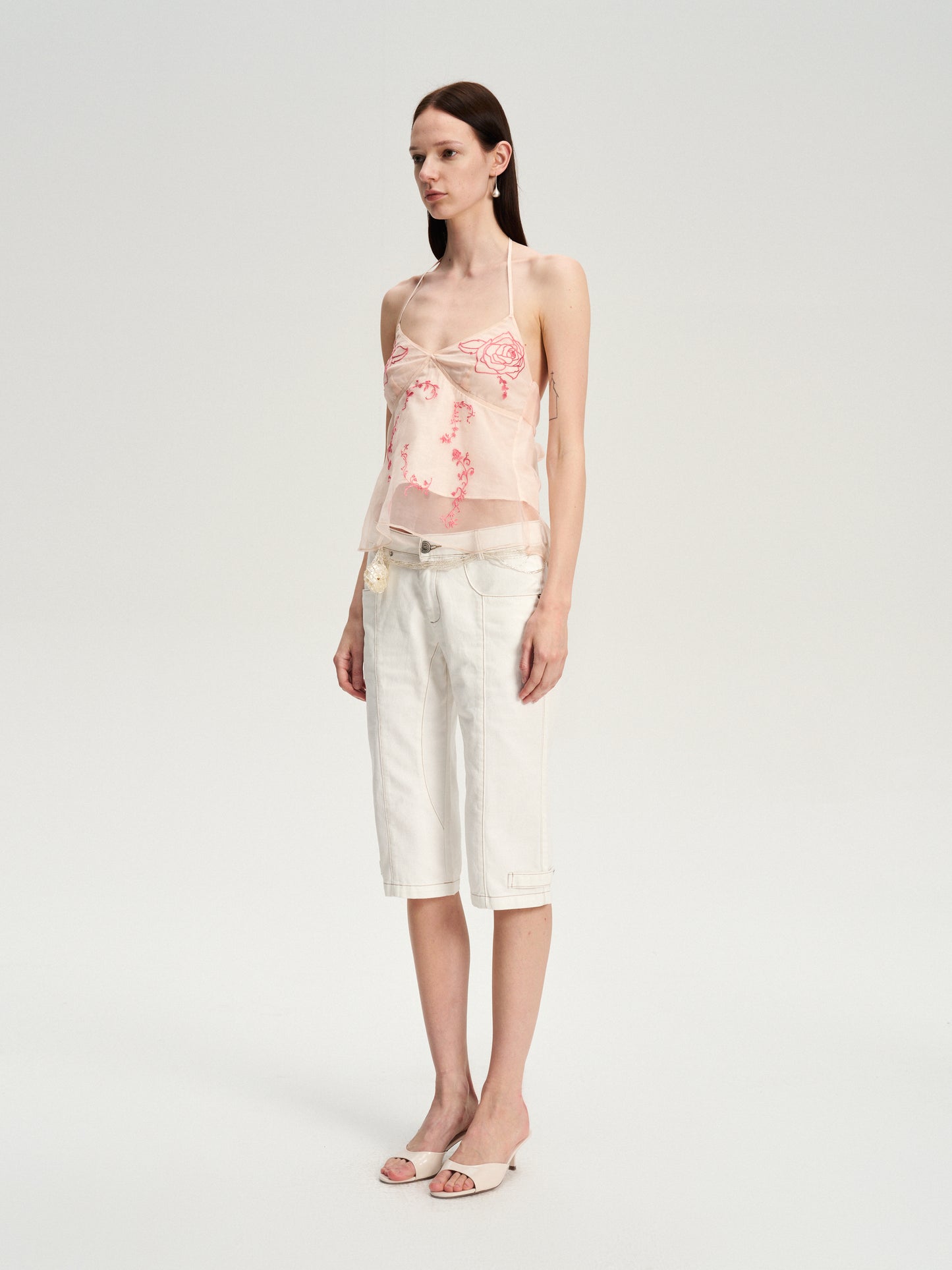 Dotyears cropped denim cropped with contrasting dividers