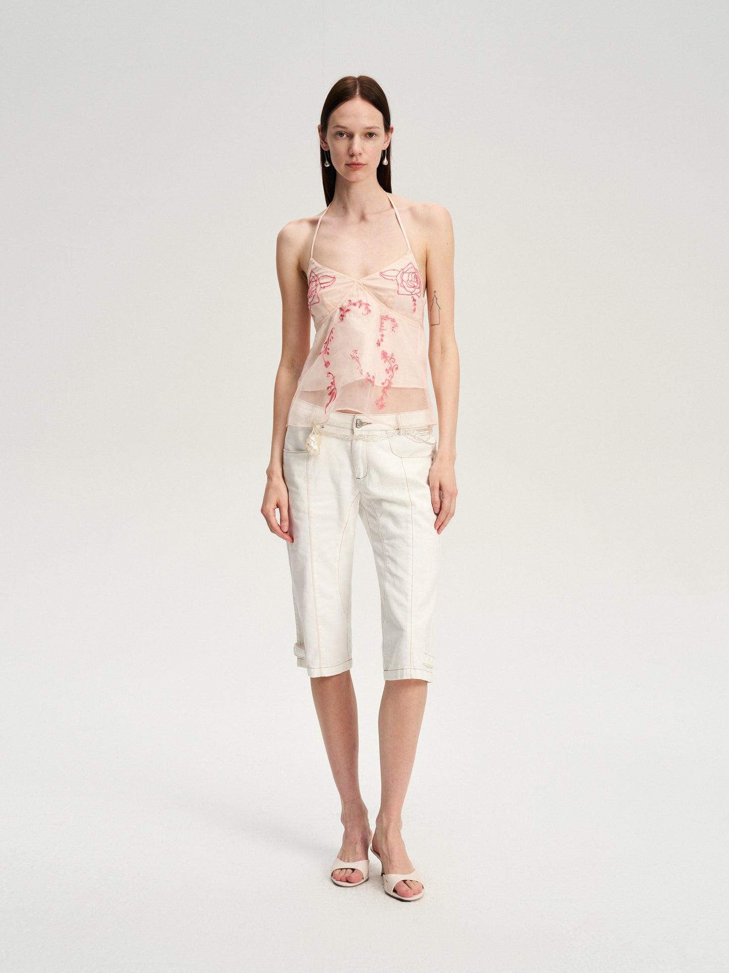 Dotyears cropped denim cropped with contrasting dividers