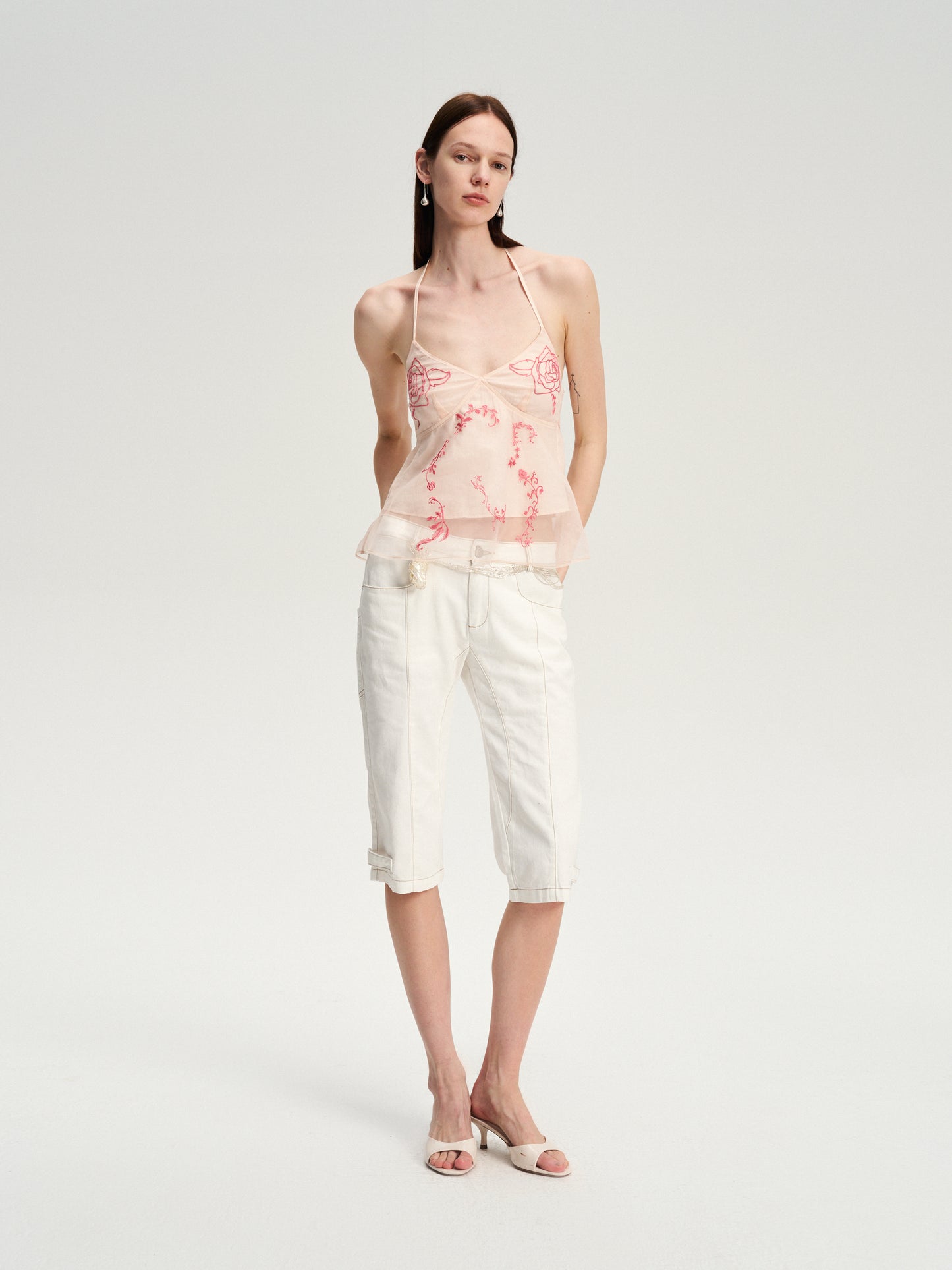 Dotyears cropped denim cropped with contrasting dividers