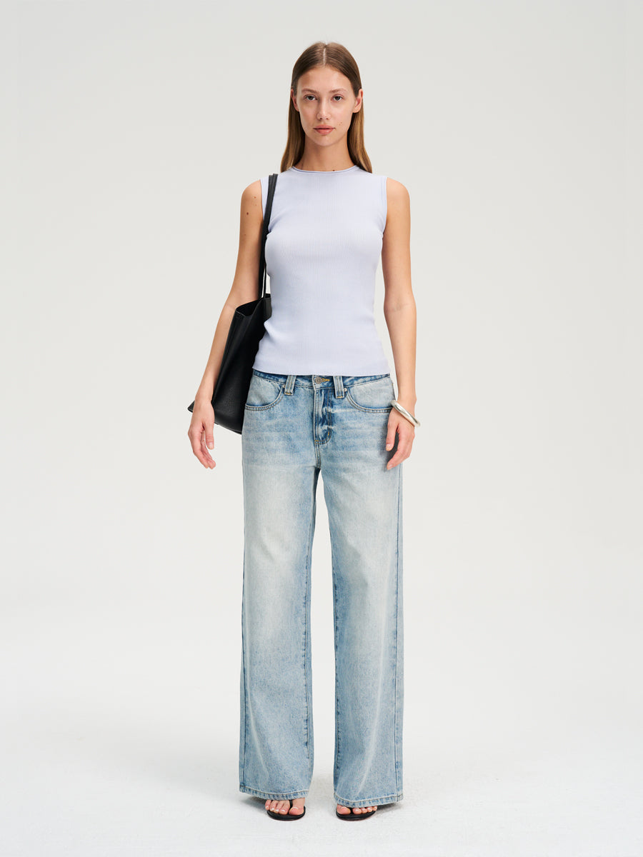 Hughum Long-staple cotton acetate silk knitted vest