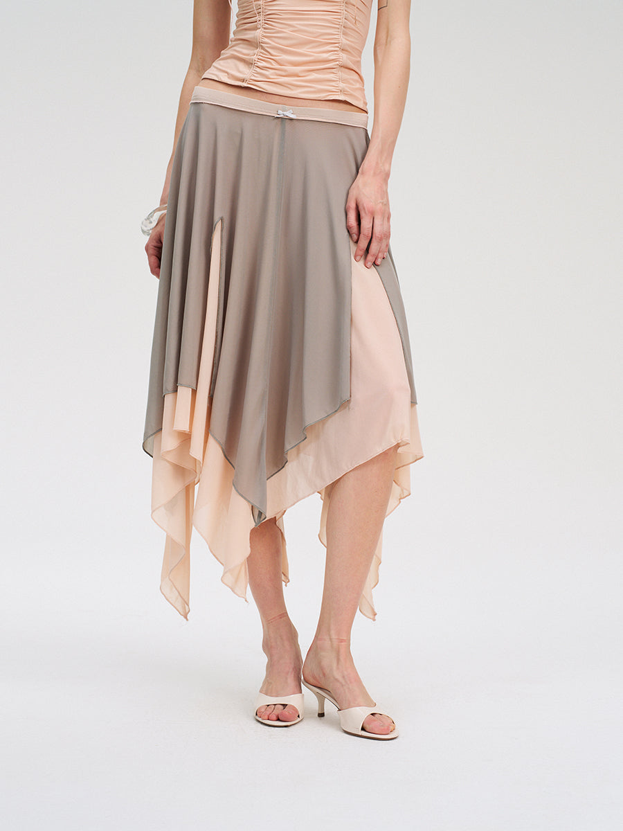 Dotyears Mesh panels contrast with fluttery maxi skirts