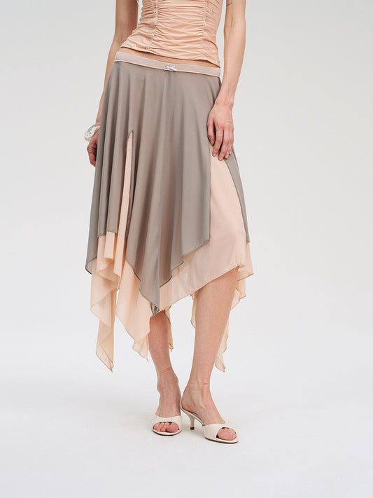 Dotyears Mesh panels contrast with fluttery maxi skirts