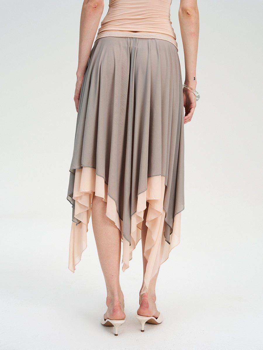 Dotyears Mesh panels contrast with fluttery maxi skirts