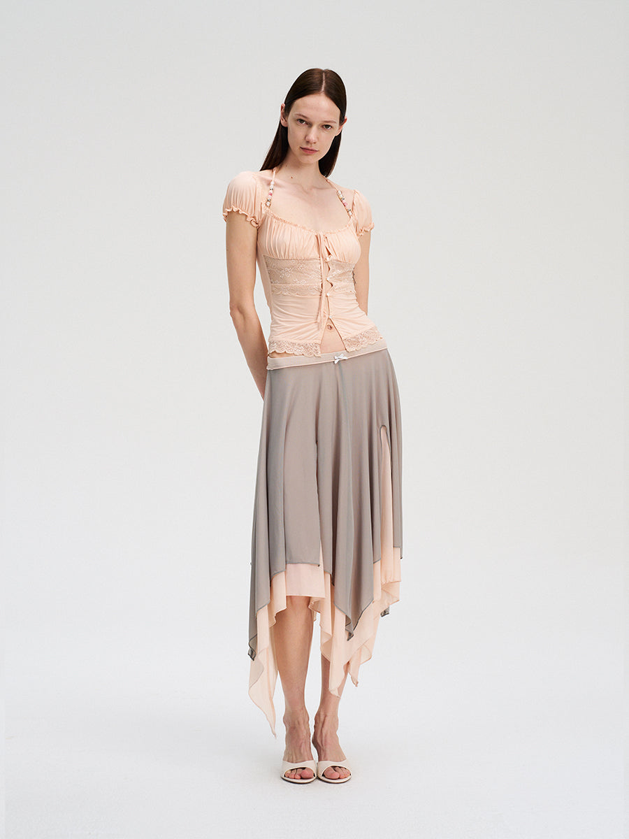 Dotyears Forest Whispers Series - Light-colored lace stitched beaded cardigan