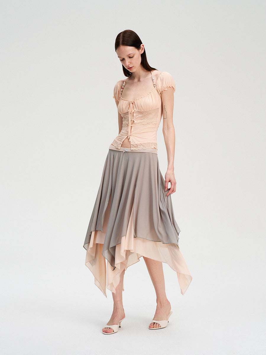 Dotyears Forest Whispers Series - Light-colored lace stitched beaded cardigan