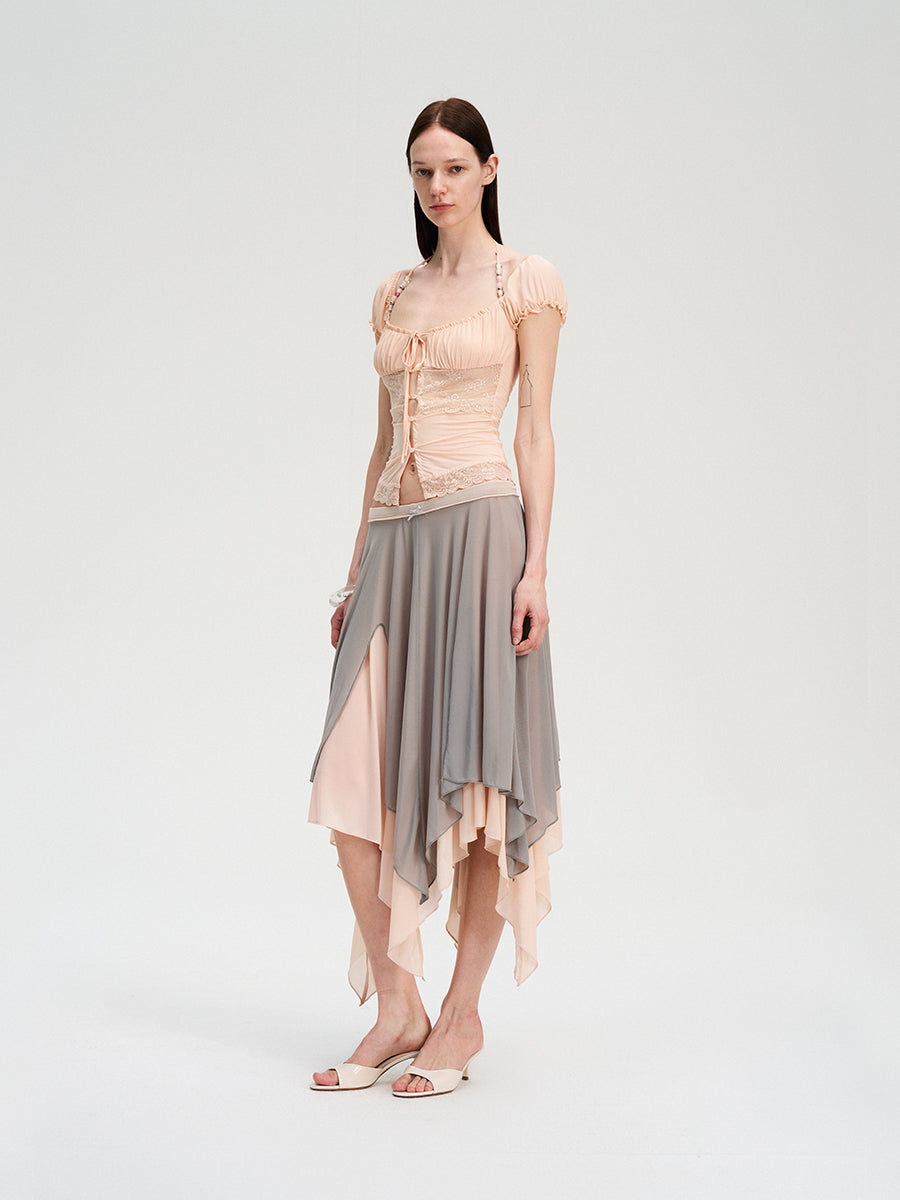 Dotyears Forest Whispers Series - Light-colored lace stitched beaded cardigan