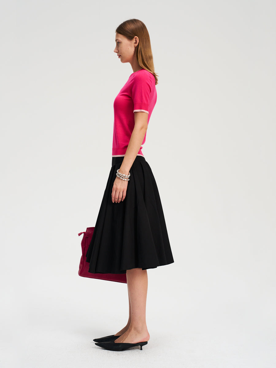 Hughum Two-tone contrast-panel Tencel knit T-shirt