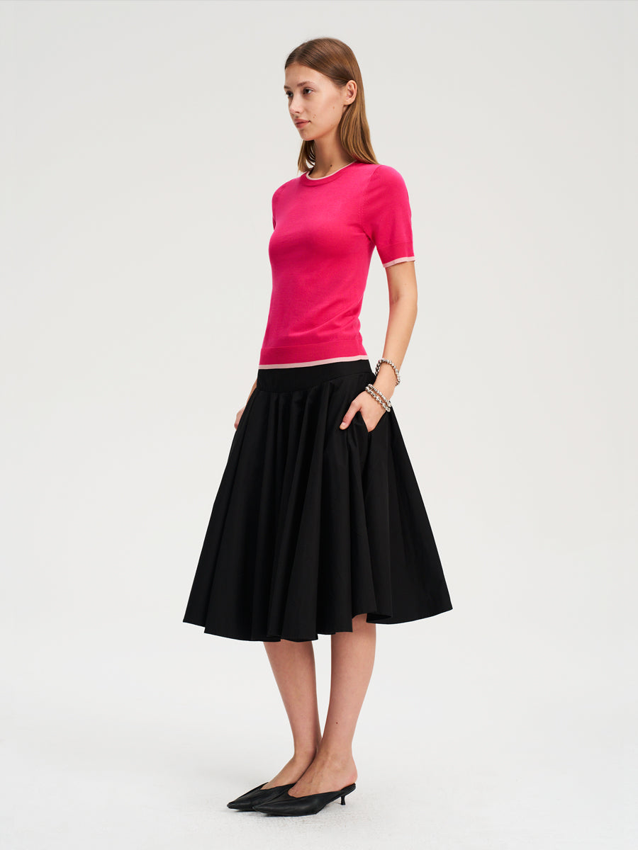 Hughum Two-tone contrast-panel Tencel knit T-shirt