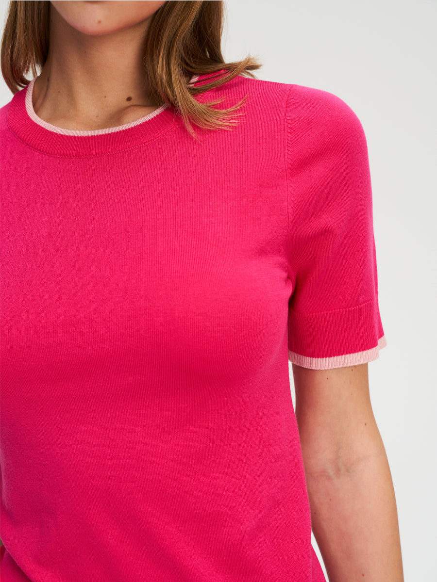 Hughum Two-tone contrast-panel Tencel knit T-shirt