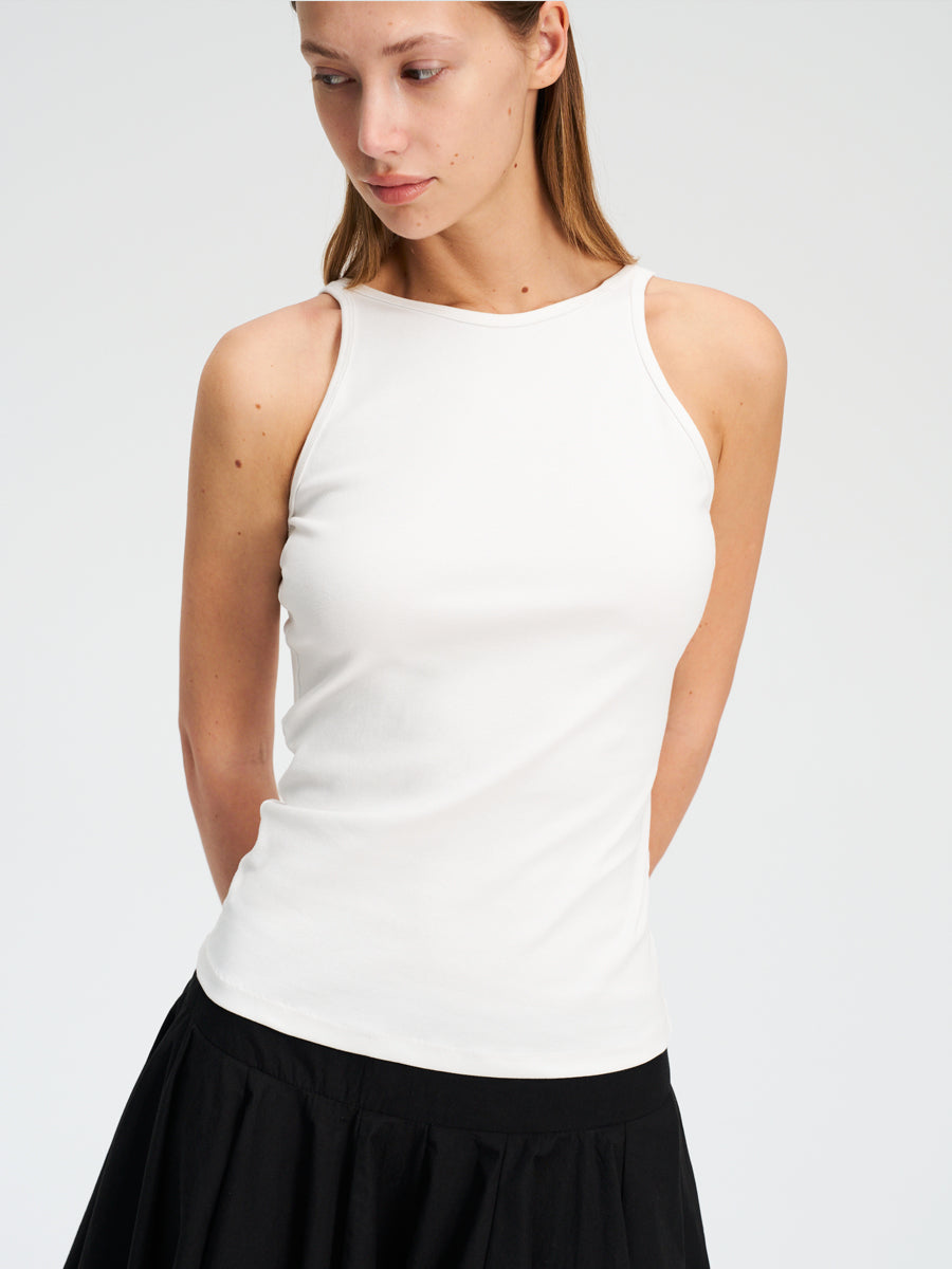 Hughum High-necked vintage two-tone back V-neck vest