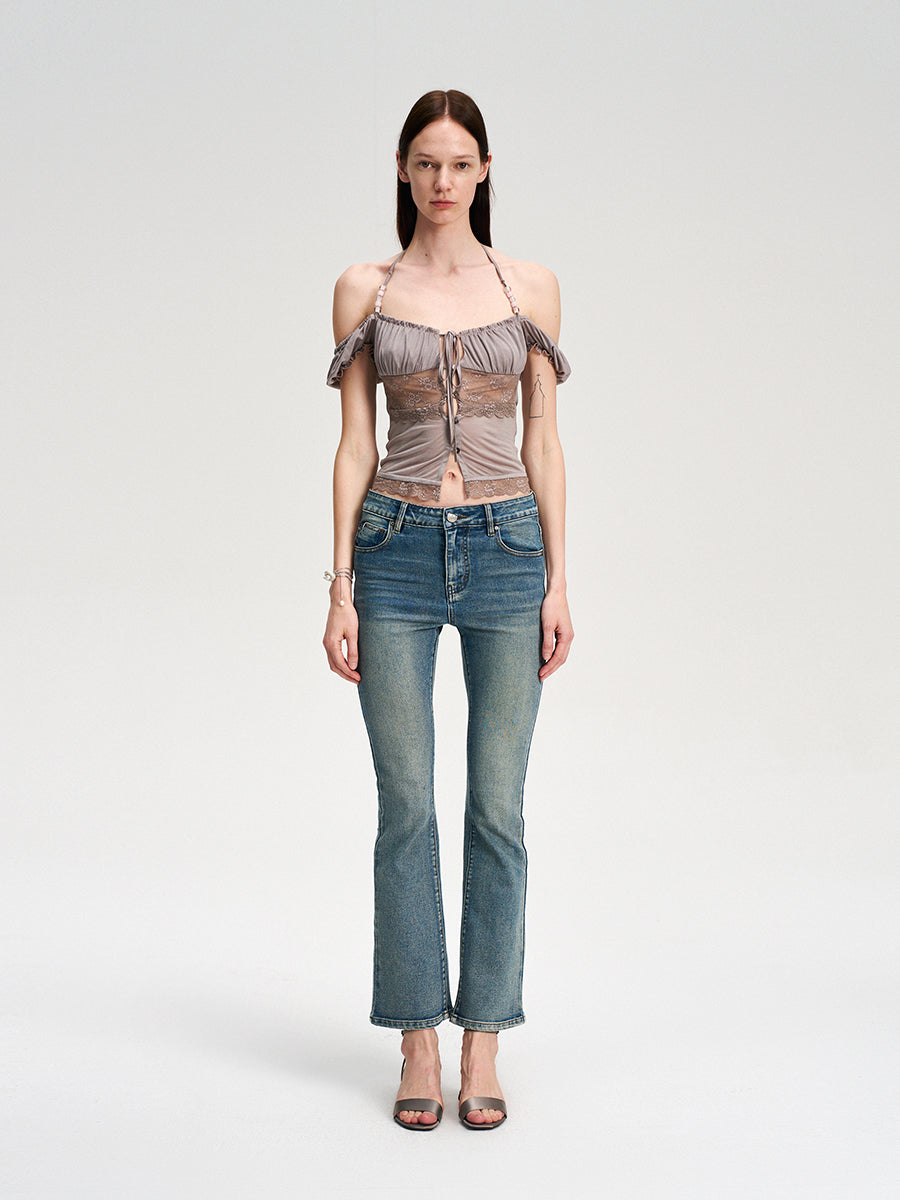 Dotyears Acetate lace panelled beaded cardigan