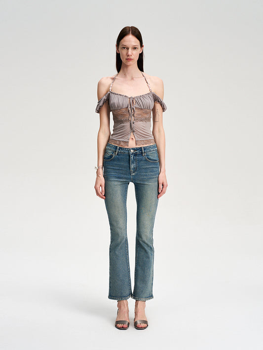 Dotyears Acetate lace panelled beaded cardigan