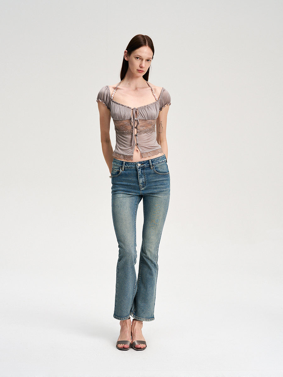 Dotyears Acetate lace panelled beaded cardigan