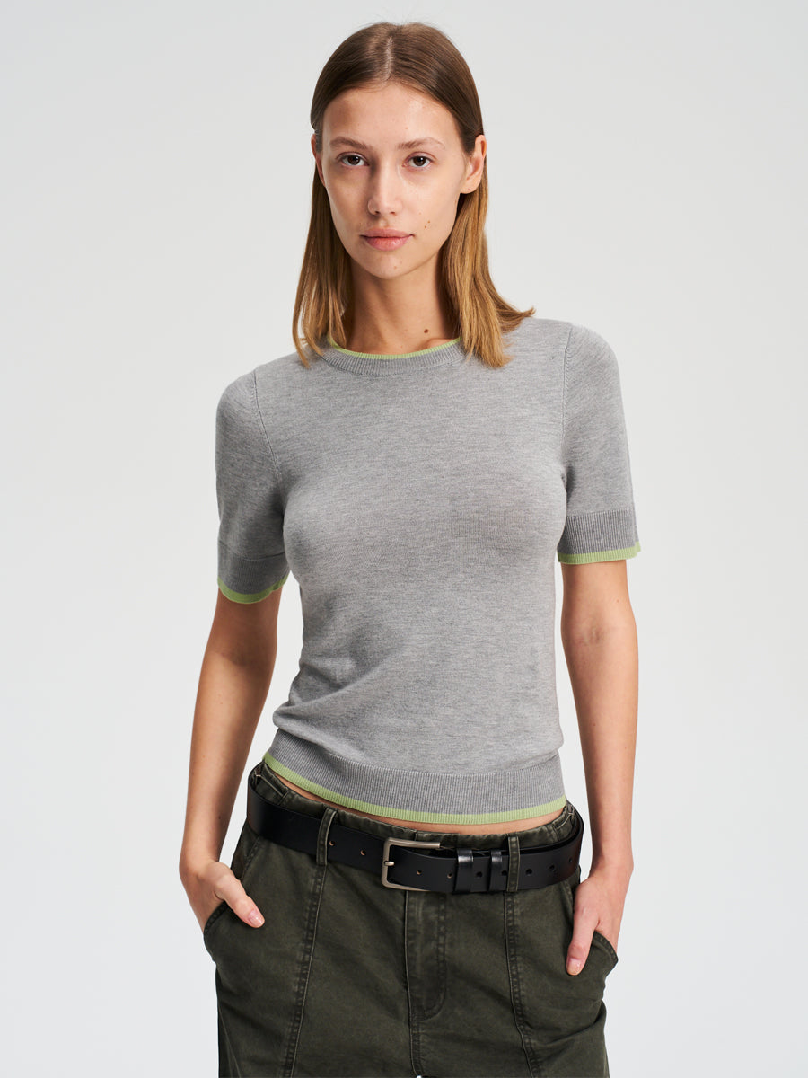Hughum Two-tone contrast-panel Tencel knit T-shirt
