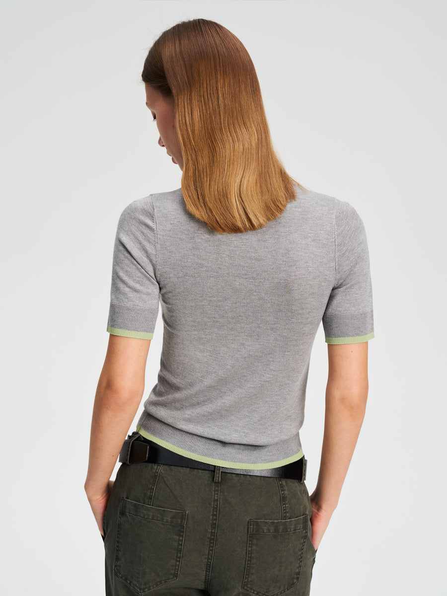 Hughum Two-tone contrast-panel Tencel knit T-shirt