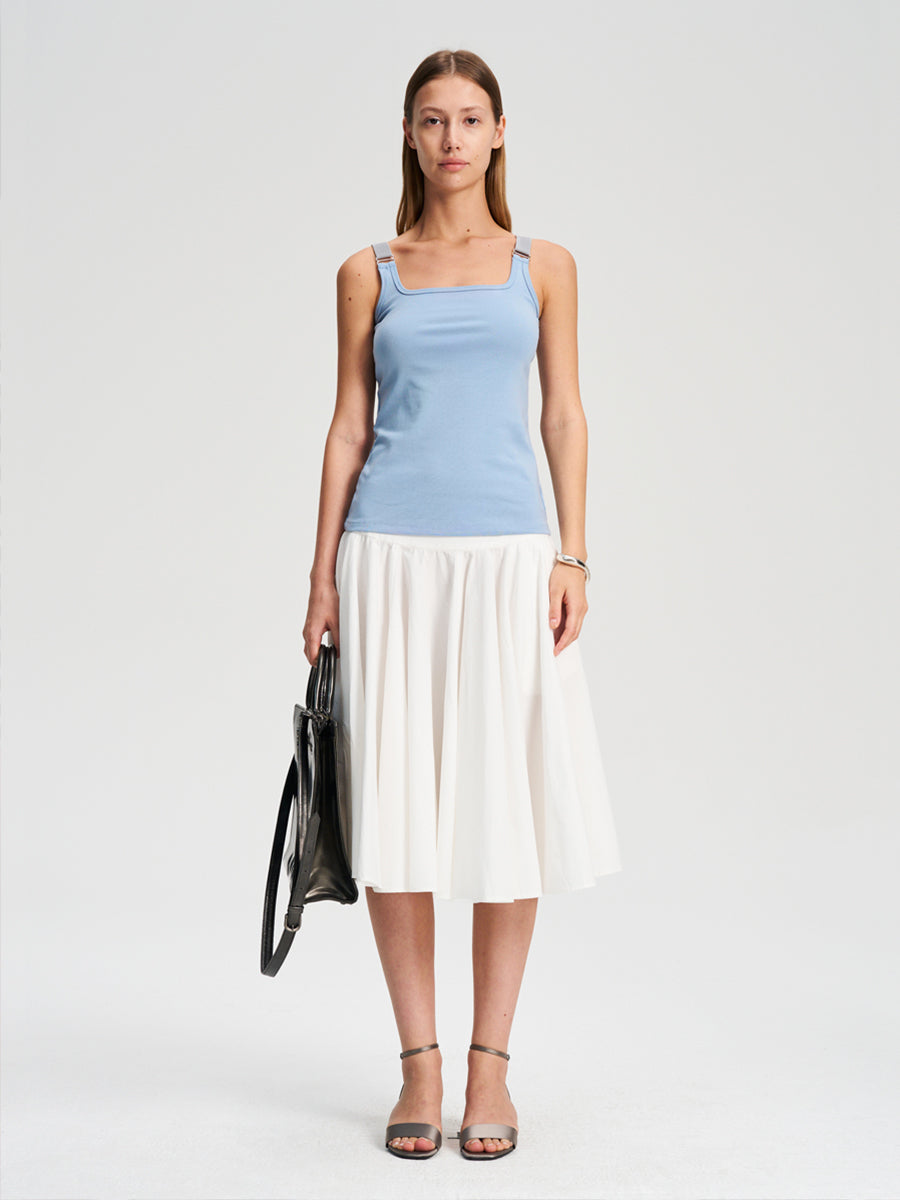 Hughum Elastic panelled square-neck vest