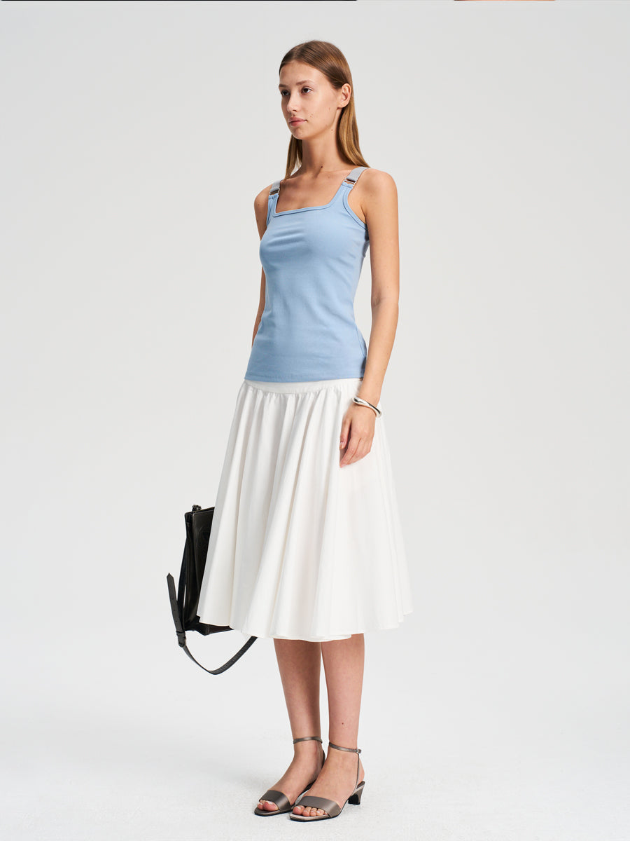 Hughum Elastic panelled square-neck vest