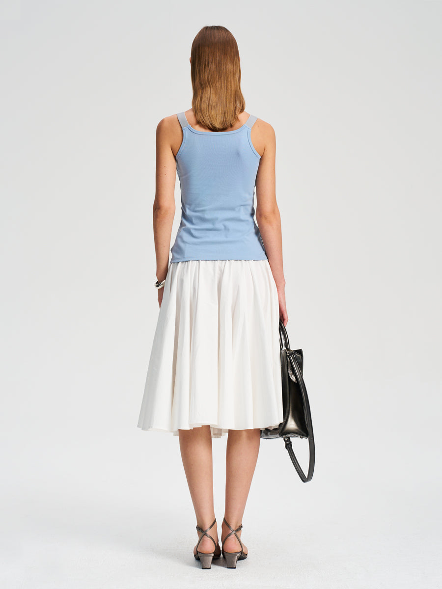 Hughum Elastic panelled square-neck vest