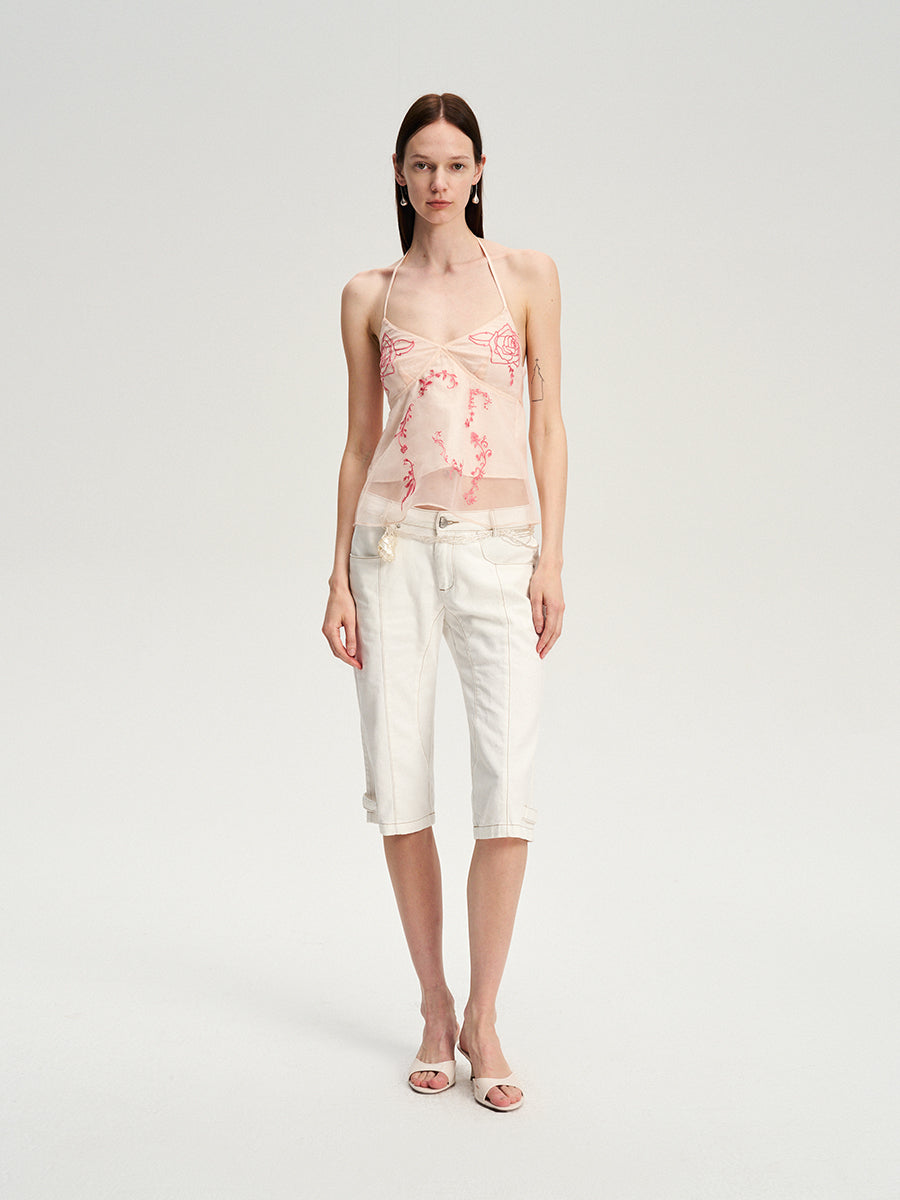 Dotyears embroidered double tulle feel lightweight A pendulum suspenders