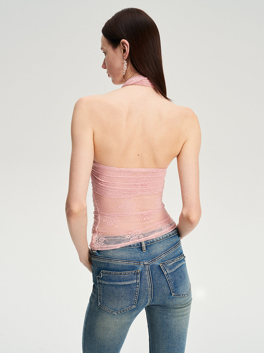 Dotyears  Two-tone lace bow charm with cross-neck suspenders