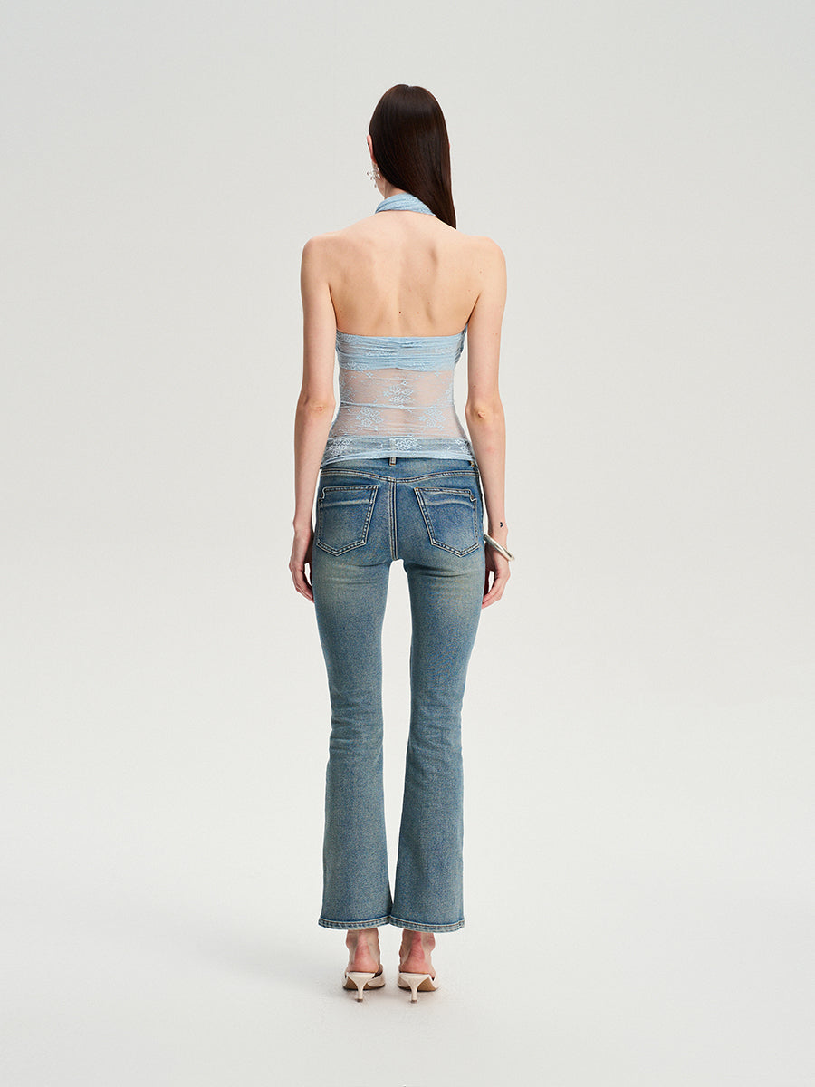 Dotyears  Two-tone lace bow charm with cross-neck suspenders