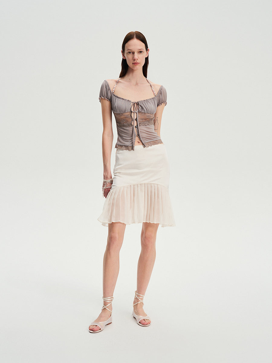 Dotyears Acetate lace panelled beaded cardigan