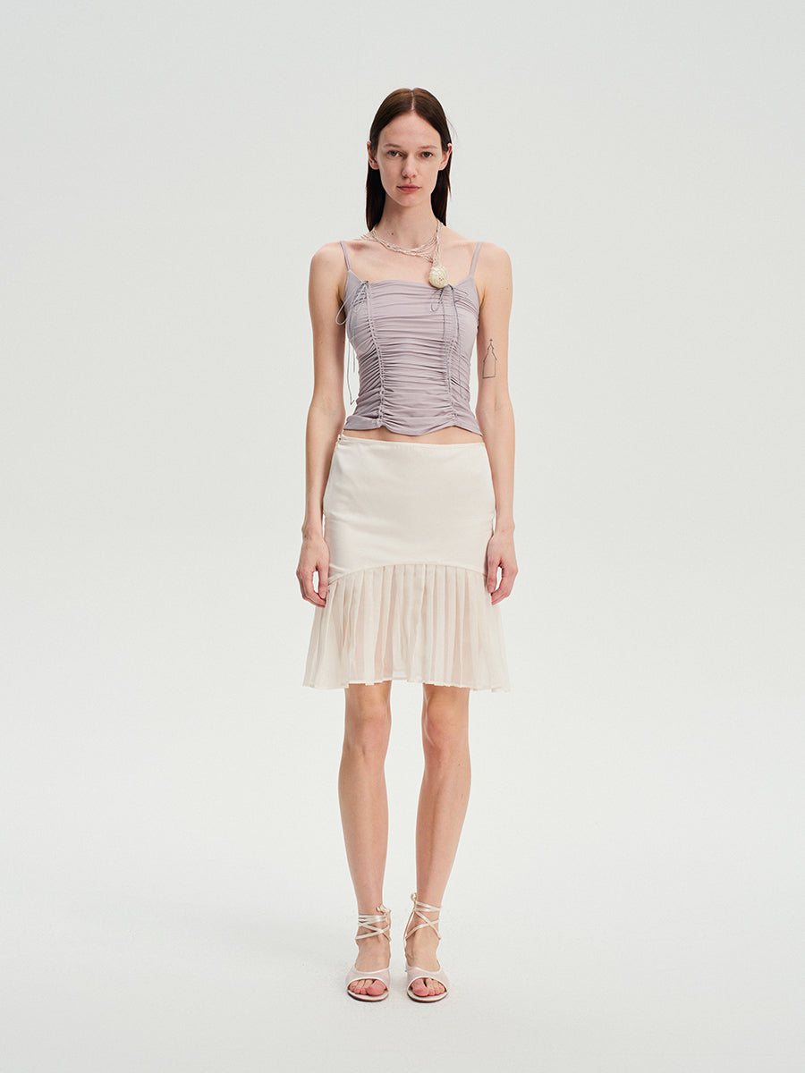 Dotyears Forest Whispers - Light-coloured drawstring pleated slim suspenders